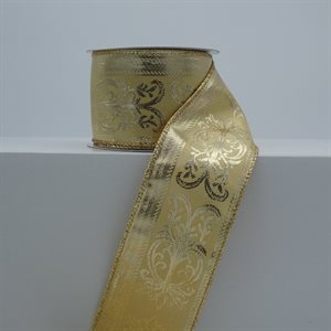 BROOCHED RIBBON 2.5" GOLD 