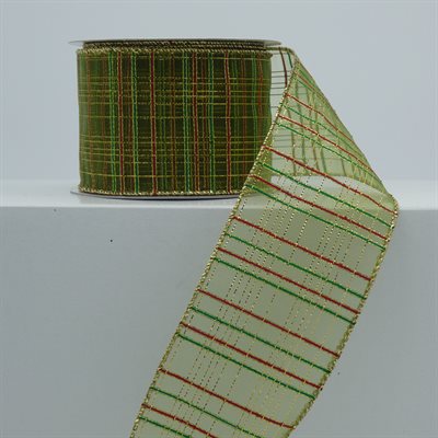 BROOCHED RIBBON 2.5" GREEN 