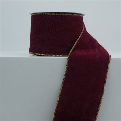 BROOCHED RIBBON 3" VELVET BURGUNDY