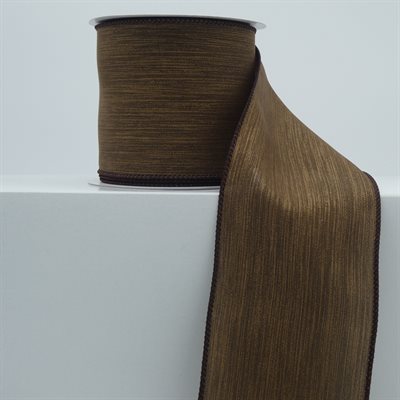 BROOCHED RIBBON 4" BROWN