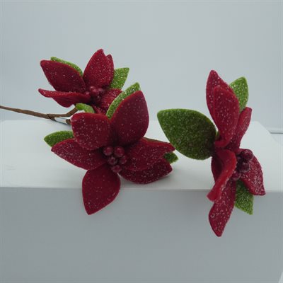 3 FLEURS DE POINSETTIA ROUGE